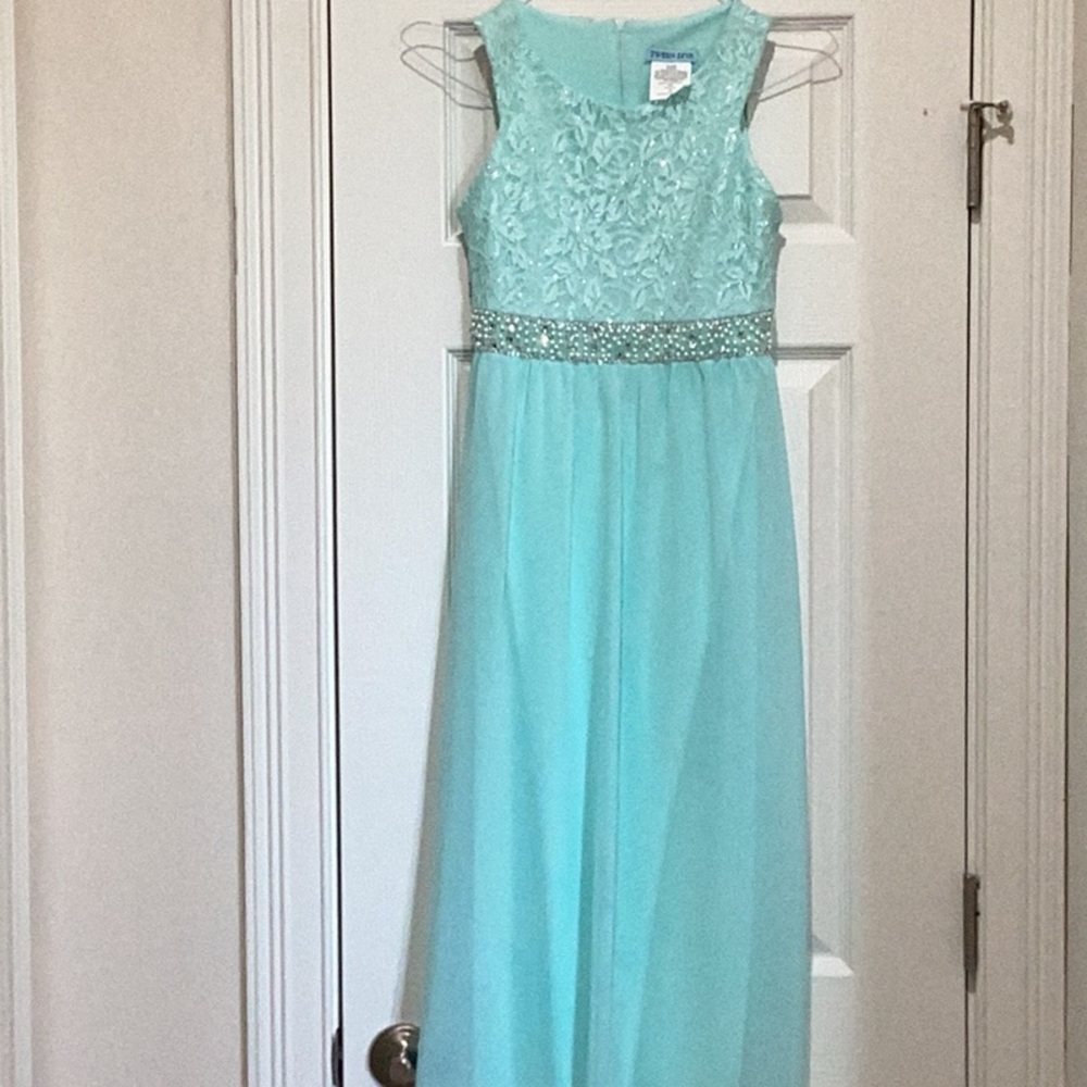 Elegant Aqua Sleeveless Kids Dress